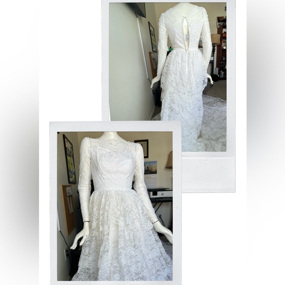 1950's Vintage Chantilly Lace White Wedding- ORIGINAL TAGS-STUNNING!